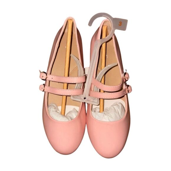 Cat & Jack Kids Amelia Double Buckle Mary Jane Flats Blush Size 3 NWT - Picture 2 of 3